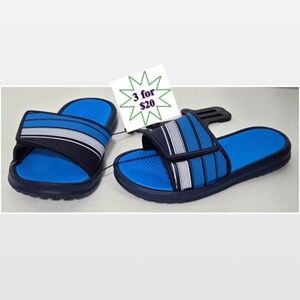 New Kids Shoes Boys Size 1-2 Blue White Slide On Sandals